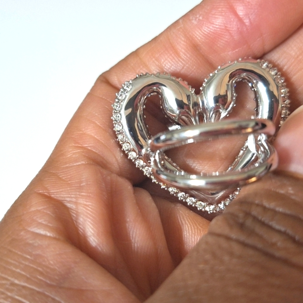 Nib Authentic Swarovski "Una" Two Swan Heart Love… - image 6